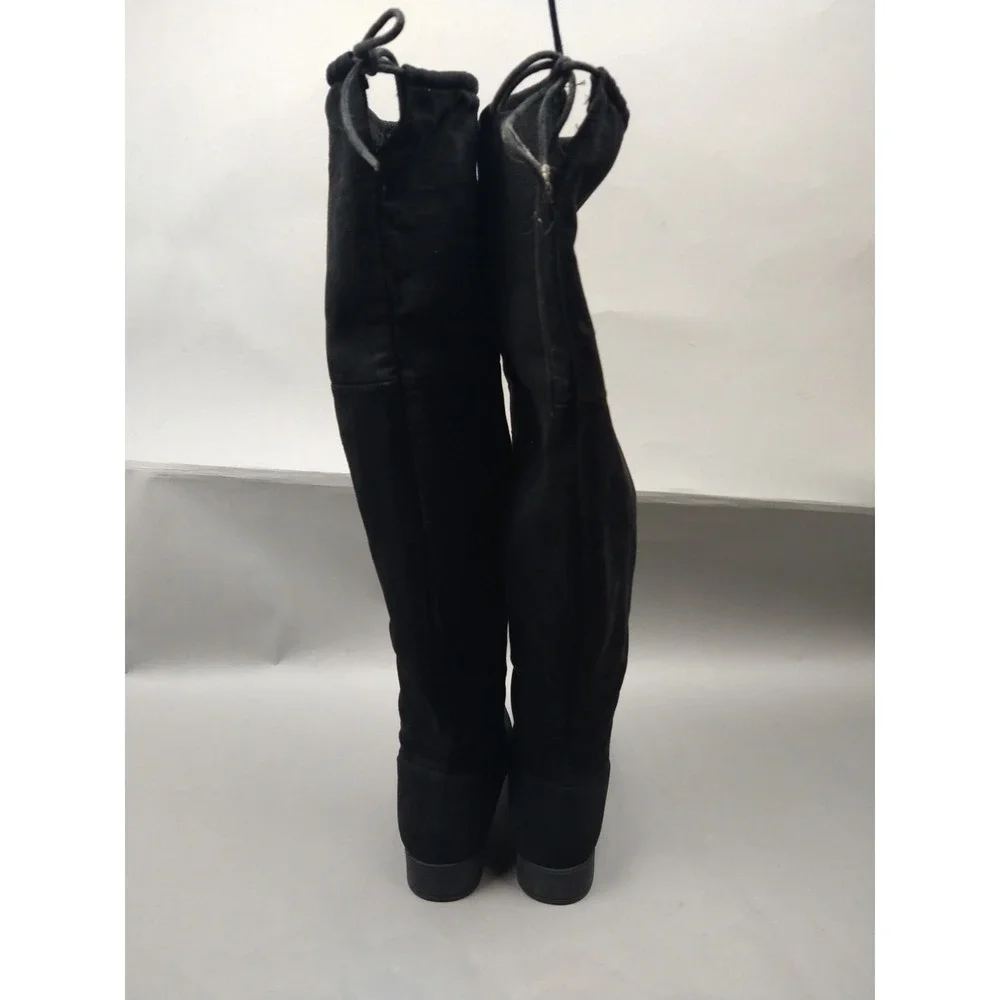 Rue 21 Black Over The Knee Women's‎ 6 Tie Fashion Boots Faux Suede Pull On